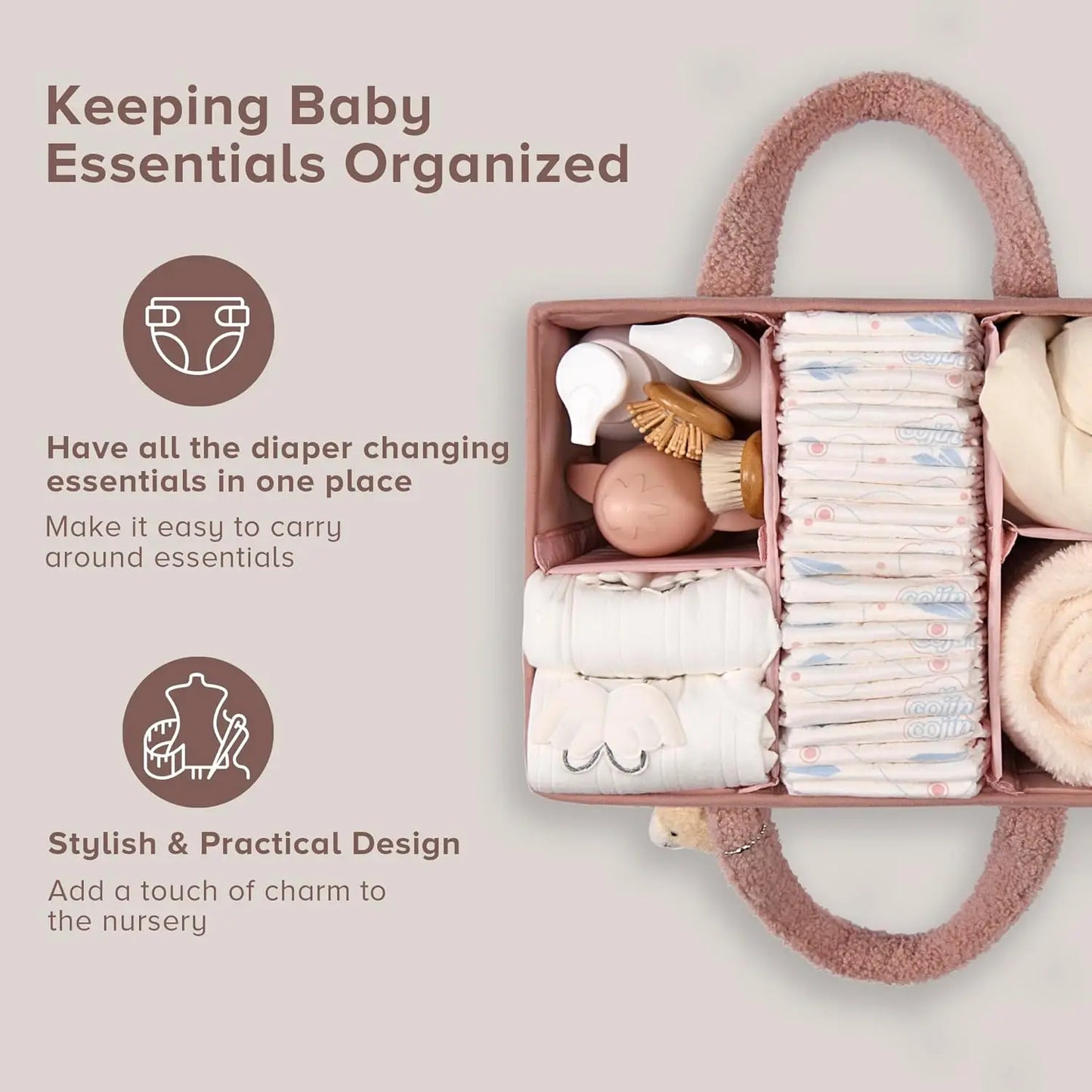Plush Nursery Diaper Caddy Organizer