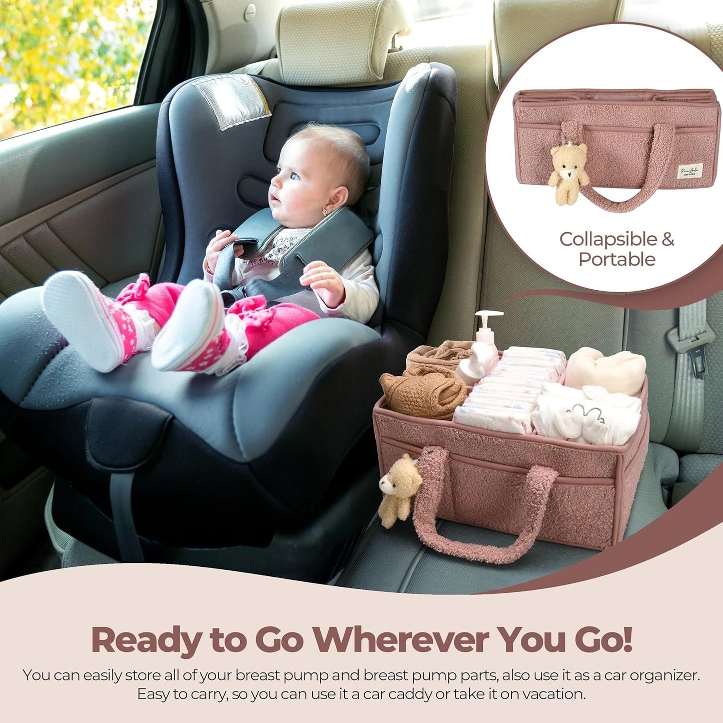 Plush Nursery Diaper Caddy Organizer
