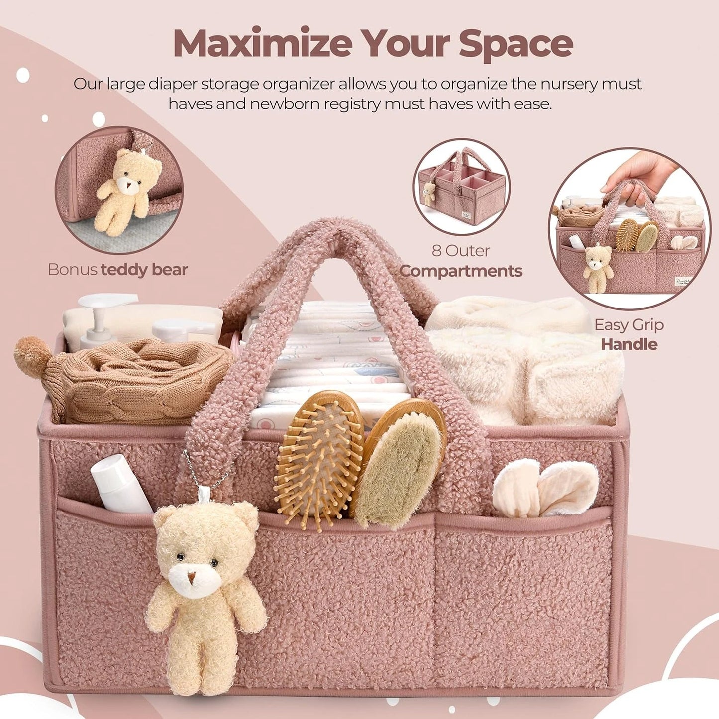 Plush Nursery Diaper Caddy Organizer