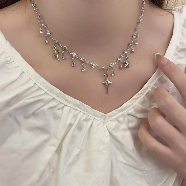 Urban Crystal Tassel Clavicle Necklace